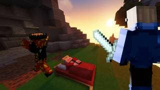 I challenged Larpsamdude to a bedwars duel
